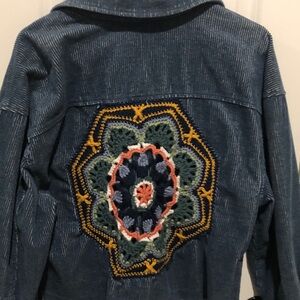 Avec Les Filles "With The Girls" Navy Blue Boho Corduroy Jacket Pls Read